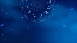 Rappresentazione grafica di un cielo stellato con simboli dei segni zodiacali