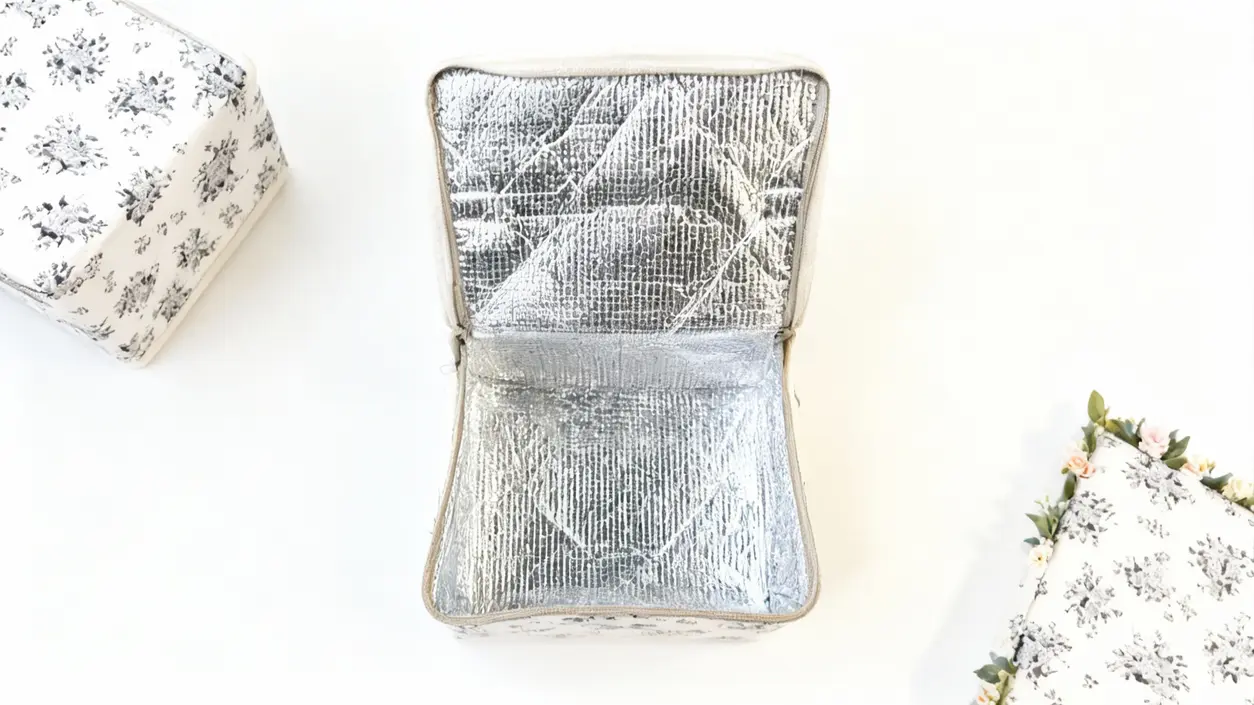 Contenitore isolante aperto con rivestimento termico riflettente all'interno